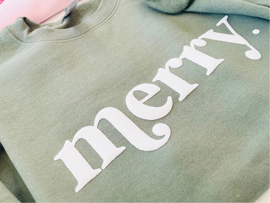 PLUS Embossed Merry Sweatshirt Green | Pre-Order