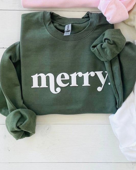 PLUS Embossed Merry Sweatshirt Green | Pre-Order