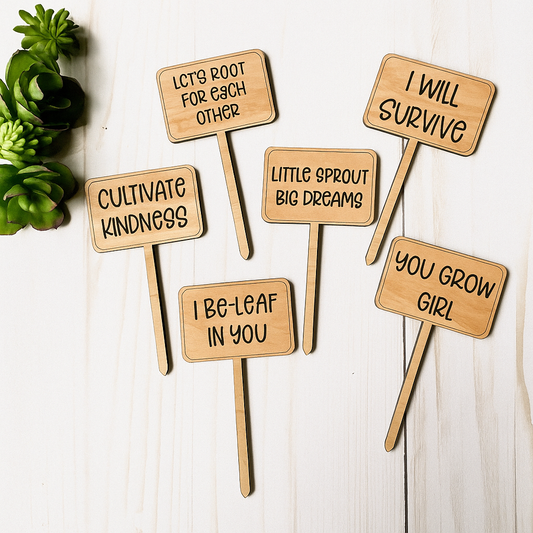 Cherry Wood Mini Plant Signs