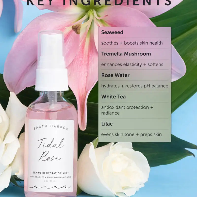 TIDAL ROSE Hydration Mist: Rose Water + Seaweed + White Tea